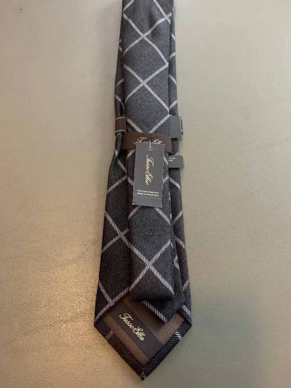 Tasso Elba Men's 3'' Silk Blend Grid Pattern Neck Tie, Black, One Size